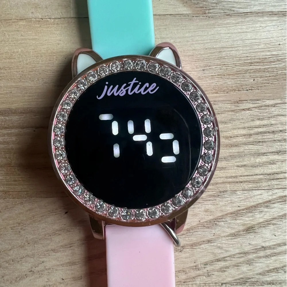 Justice girls digital cat ombre rhinestone watch NEW BATTERY